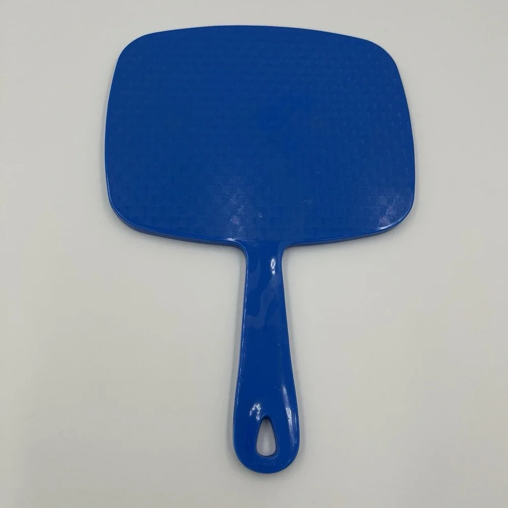 Vintage Handheld Vanity Mirror Blue‎ 70's Style Beauty Hair Salon Retro